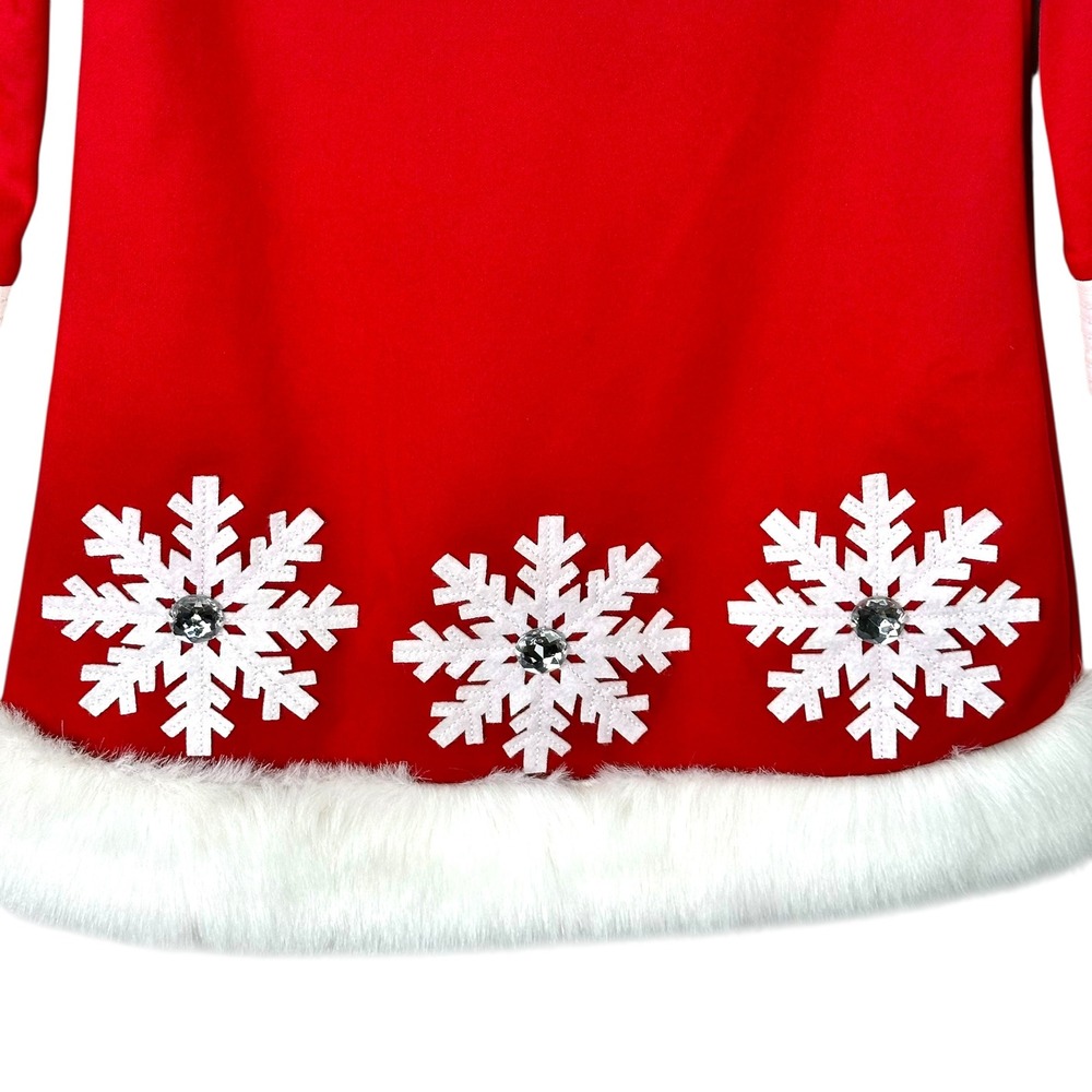 Bonnie Jean Girls Red Snowflake Faux Fur Trimmed Holiday Dress‎ Size 3T - Picture 7 of 10